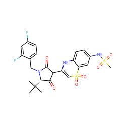 CC(C)(C)[C@H]1C(=O)C(C2=CS(=O)(=O)c3cc(NS(C)(=O)=O)ccc3N2)C(=O)N1Cc1ccc(F)cc1F ZINC000101294390