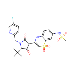 CC(C)(C)[C@H]1C(=O)C(C2=CS(=O)(=O)c3cc(NS(C)(=O)=O)ccc3N2)C(=O)N1Cc1ccc(F)cn1 ZINC000100095537