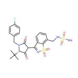 CC(C)(C)[C@H]1C(=O)C(C2=NS(=O)(=O)c3c(CNS(N)(=O)=O)cccc32)C(=O)N1Cc1ccc(F)cc1 ZINC000101288021