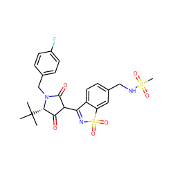 CC(C)(C)[C@H]1C(=O)C(C2=NS(=O)(=O)c3cc(CNS(C)(=O)=O)ccc32)C(=O)N1Cc1ccc(F)cc1 ZINC000101287972