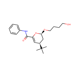 CC(C)(C)[C@H]1C=C(C(=O)Nc2ccccc2)O[C@@H](OCCCCO)C1 ZINC000012482453