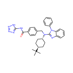 CC(C)(C)[C@H]1CC[C@H](N(Cc2ccc(C(=O)Nc3nnn[nH]3)cc2)c2nc3ccccc3n2-c2ccccc2)CC1 ZINC000253839040