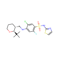 CC(C)(C)[C@H]1OCCC[C@@H]1CNc1cc(F)c(S(=O)(=O)Nc2nccs2)cc1Cl ZINC001772592566