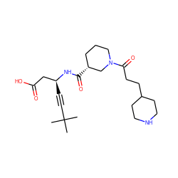 CC(C)(C)C#C[C@@H](CC(=O)O)NC(=O)[C@@H]1CCCN(C(=O)CCC2CCNCC2)C1 ZINC000013803105