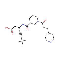 CC(C)(C)C#C[C@H](CC(=O)O)NC(=O)[C@@H]1CCCN(C(=O)CCC2CCNCC2)C1 ZINC000013803107