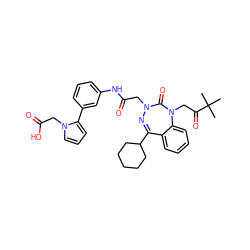 CC(C)(C)C(=O)CN1C(=O)N(CC(=O)Nc2cccc(-c3cccn3CC(=O)O)c2)N=C(C2CCCCC2)c2ccccc21 ZINC000028655876