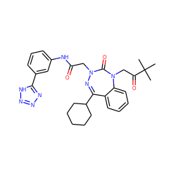 CC(C)(C)C(=O)CN1C(=O)N(CC(=O)Nc2cccc(-c3nnn[nH]3)c2)N=C(C2CCCCC2)c2ccccc21 ZINC000028655848