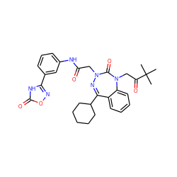 CC(C)(C)C(=O)CN1C(=O)N(CC(=O)Nc2cccc(-c3noc(=O)[nH]3)c2)N=C(C2CCCCC2)c2ccccc21 ZINC000003915913