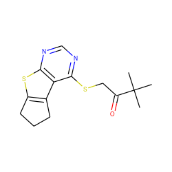 CC(C)(C)C(=O)CSc1ncnc2sc3c(c12)CCC3 ZINC000005212768