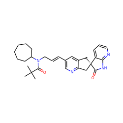 CC(C)(C)C(=O)N(C/C=C/c1cnc2c(c1)C[C@@]1(C2)C(=O)Nc2ncccc21)C1CCCCCC1 ZINC000103234795