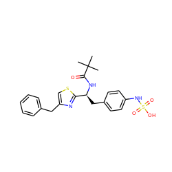 CC(C)(C)C(=O)N[C@@H](Cc1ccc(NS(=O)(=O)O)cc1)c1nc(Cc2ccccc2)cs1 ZINC000113898131