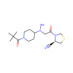 CC(C)(C)C(=O)N1CCC(N(N)CC(=O)N2CSC[C@H]2C#N)CC1 ZINC000096315961