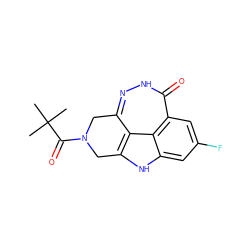 CC(C)(C)C(=O)N1Cc2n[nH]c(=O)c3cc(F)cc4[nH]c(c2c43)C1 ZINC000150190492