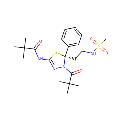 CC(C)(C)C(=O)NC1=NN(C(=O)C(C)(C)C)[C@](CCNS(C)(=O)=O)(c2ccccc2)S1 ZINC000116213755