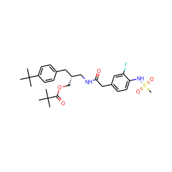 CC(C)(C)C(=O)OC[C@@H](CNC(=O)Cc1ccc(NS(C)(=O)=O)c(F)c1)Cc1ccc(C(C)(C)C)cc1 ZINC000014973123