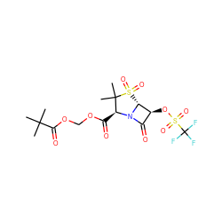 CC(C)(C)C(=O)OCOC(=O)[C@@H]1N2C(=O)[C@H](OS(=O)(=O)C(F)(F)F)[C@H]2S(=O)(=O)C1(C)C ZINC000036332078