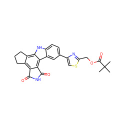 CC(C)(C)C(=O)OCc1nc(-c2ccc3[nH]c4c5c(c6c(c4c3c2)C(=O)NC6=O)CCC5)cs1 ZINC000028897352