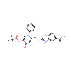 CC(C)(C)C(=O)Oc1cn(-c2ccccc2)c(CSc2nc3cc(C(=O)O)ccc3o2)cc1=O ZINC000103240472