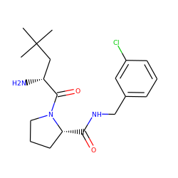 CC(C)(C)C[C@@H](N)C(=O)N1CCC[C@H]1C(=O)NCc1cccc(Cl)c1 ZINC000045368454