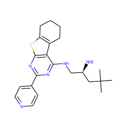 CC(C)(C)C[C@H](N)CNc1nc(-c2ccncc2)nc2sc3c(c12)CCCC3 ZINC000653686454