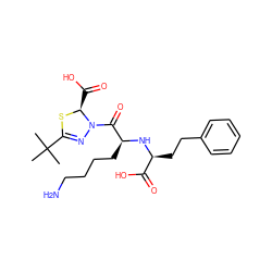 CC(C)(C)C1=NN(C(=O)[C@H](CCCCN)N[C@@H](CCc2ccccc2)C(=O)O)[C@H](C(=O)O)S1 ZINC000027520057