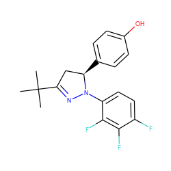 CC(C)(C)C1=NN(c2ccc(F)c(F)c2F)[C@H](c2ccc(O)cc2)C1 ZINC000299826040