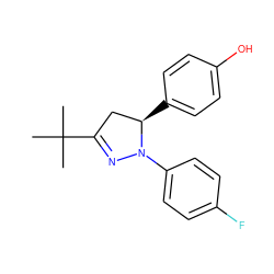 CC(C)(C)C1=NN(c2ccc(F)cc2)[C@H](c2ccc(O)cc2)C1 ZINC000299832763