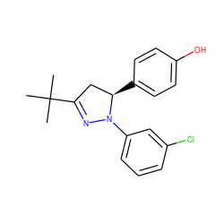 CC(C)(C)C1=NN(c2cccc(Cl)c2)[C@H](c2ccc(O)cc2)C1 ZINC000299833003