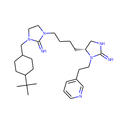 CC(C)(C)C1CCC(CN2CCN(CCCC[C@@H]3CNC(=N)N3CCc3cccnc3)C2=N)CC1 ZINC000103252558