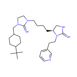 CC(C)(C)C1CCC(CN2CCN(CCCC[C@H]3CNC(=N)N3CCc3cccnc3)C2=N)CC1 ZINC000103252550