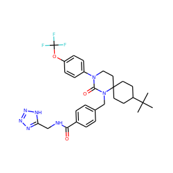 CC(C)(C)C1CCC2(CC1)CCN(c1ccc(OC(F)(F)F)cc1)C(=O)N2Cc1ccc(C(=O)NCc2nnn[nH]2)cc1 ZINC000028525844