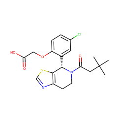 CC(C)(C)CC(=O)N1CCc2ncsc2[C@@H]1c1cc(Cl)ccc1OCC(=O)O ZINC000206925469