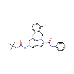 CC(C)(C)CC(=O)Nc1ccc2c(c1)cc(C(=O)Nc1ccccc1)n2Cc1c(F)cccc1F ZINC000028525976