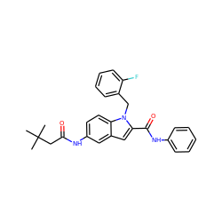 CC(C)(C)CC(=O)Nc1ccc2c(c1)cc(C(=O)Nc1ccccc1)n2Cc1ccccc1F ZINC000003816089