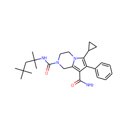 CC(C)(C)CC(C)(C)NC(=O)N1CCn2c(c(C(N)=O)c(-c3ccccc3)c2C2CC2)C1 ZINC001772587836