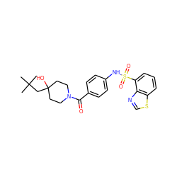 CC(C)(C)CC1(O)CCN(C(=O)c2ccc(NS(=O)(=O)c3cccc4scnc34)cc2)CC1 ZINC000217628033