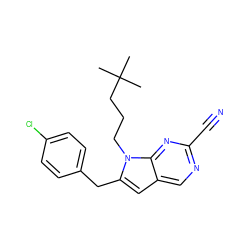 CC(C)(C)CCCn1c(Cc2ccc(Cl)cc2)cc2cnc(C#N)nc21 ZINC000045506522