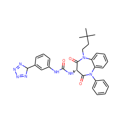 CC(C)(C)CCN1C(=O)[C@@H](NC(=O)Nc2cccc(C3N=NN=N3)c2)C(=O)N(c2ccccc2)c2ccccc21 ZINC000027183756