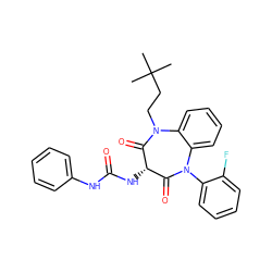 CC(C)(C)CCN1C(=O)[C@@H](NC(=O)Nc2ccccc2)C(=O)N(c2ccccc2F)c2ccccc21 ZINC000013813510