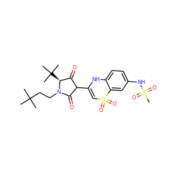 CC(C)(C)CCN1C(=O)C(C2=CS(=O)(=O)c3cc(NS(C)(=O)=O)ccc3N2)C(=O)[C@@H]1C(C)(C)C ZINC000101294410