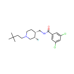 CC(C)(C)CCN1CC[C@H](CNC(=O)c2cc(Cl)cc(Cl)c2)[C@H](F)C1 ZINC000034866289