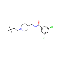 CC(C)(C)CCN1CCC(CNC(=O)c2cc(Cl)cc(Cl)c2)CC1 ZINC000040421755