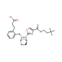 CC(C)(C)CCNC(=O)c1coc([C@@H]2[C@H]3CC[C@@H](O3)[C@@H]2Cc2ccccc2CCC(=O)O)n1 ZINC000169359603