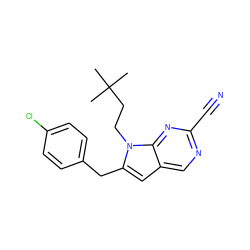 CC(C)(C)CCn1c(Cc2ccc(Cl)cc2)cc2cnc(C#N)nc21 ZINC000034016663