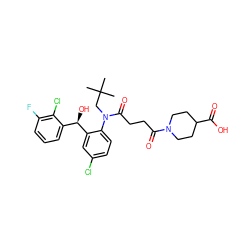 CC(C)(C)CN(C(=O)CCC(=O)N1CCC(C(=O)O)CC1)c1ccc(Cl)cc1[C@H](O)c1cccc(F)c1Cl ZINC000066097836