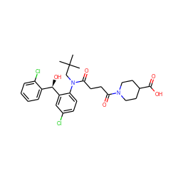 CC(C)(C)CN(C(=O)CCC(=O)N1CCC(C(=O)O)CC1)c1ccc(Cl)cc1[C@H](O)c1ccccc1Cl ZINC000066078715