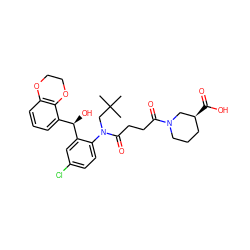 CC(C)(C)CN(C(=O)CCC(=O)N1CCC[C@H](C(=O)O)C1)c1ccc(Cl)cc1[C@H](O)c1cccc2c1OCCO2 ZINC000066074227