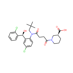 CC(C)(C)CN(C(=O)CCC(=O)N1CCC[C@H](C(=O)O)C1)c1ccc(Cl)cc1[C@H](O)c1ccccc1Cl ZINC000066079322