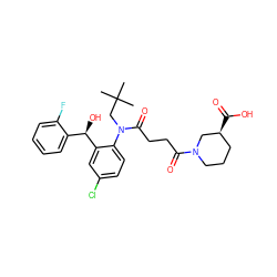 CC(C)(C)CN(C(=O)CCC(=O)N1CCC[C@H](C(=O)O)C1)c1ccc(Cl)cc1[C@H](O)c1ccccc1F ZINC000066098725