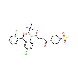 CC(C)(C)CN(C(=O)CCC(=O)N1CCN(S(C)(=O)=O)CC1)c1ccc(Cl)cc1[C@H](O)c1ccccc1Cl ZINC000066079802